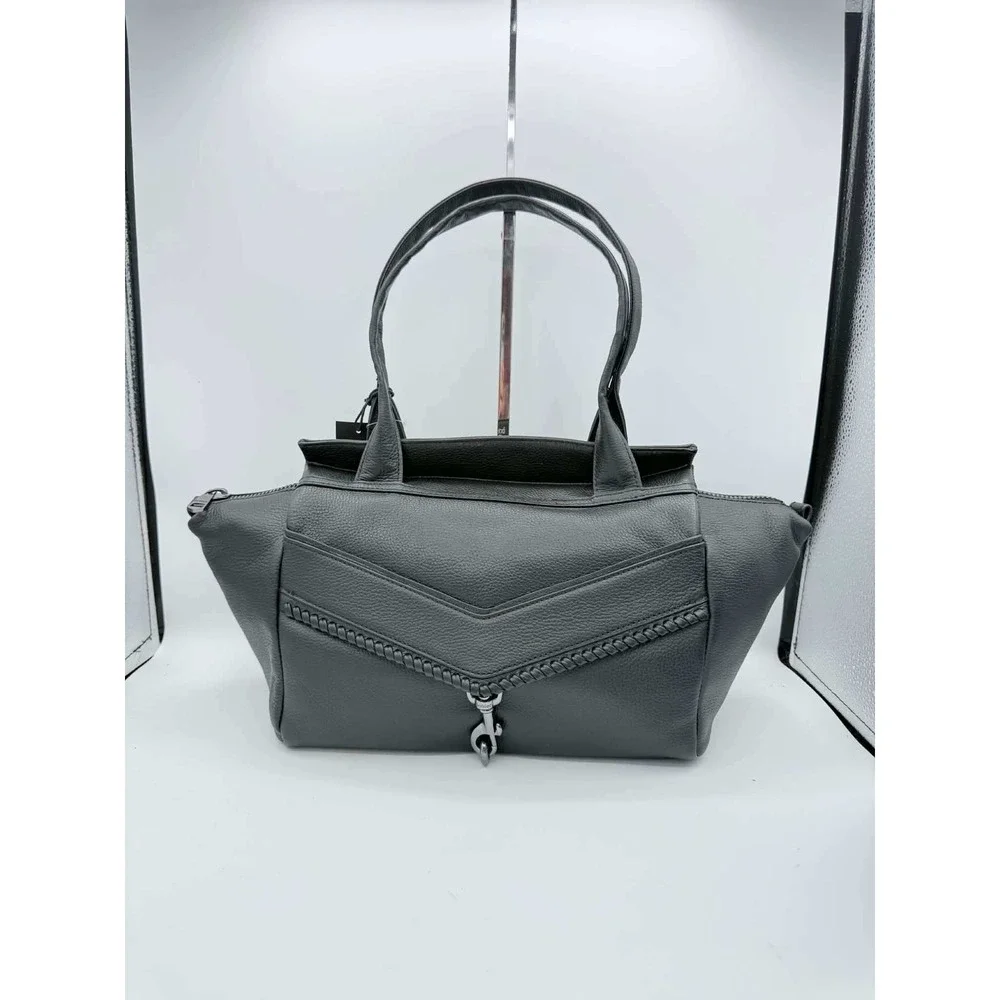 Botkier Trigger Large Leather Satchel Bag Charcoal Grey Gunmetal NWT